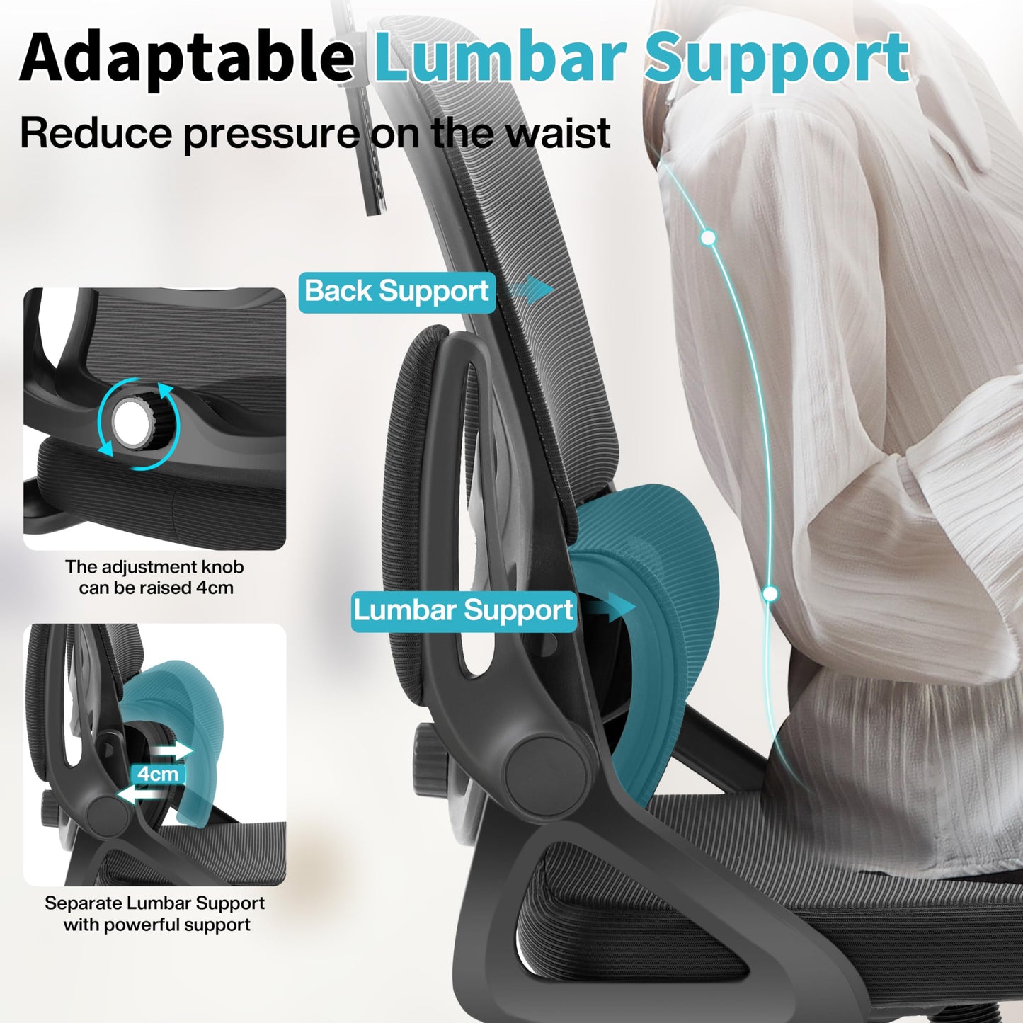 Nexthro Ergonomic Office Chair,Mesh Office Chair with Lumbar Support,High Back Desk Chair with Flip-up Arms,400 lbs Big and Tall Computer Chair with Headrest,Comfy Desk Chairs
