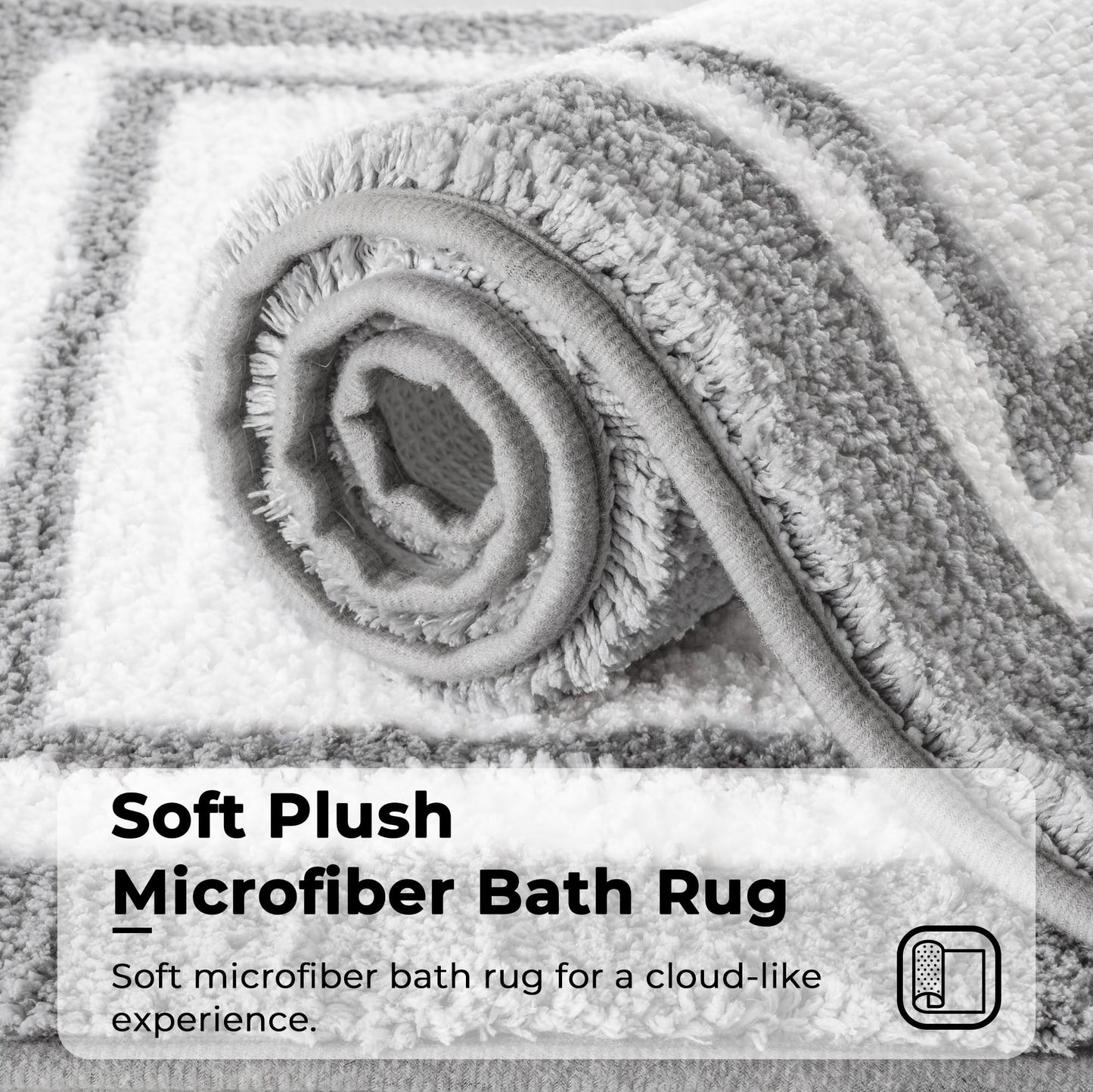 GRANNY SAYS Microfiber Bathroom Rugs Non Slip Washable, Water Absorbent Bathroom Mats for Tub Non Slip, Small Soft Bath Mats for Bathroom Floor & Shower, 16" x 24", Grey Bath Mat Towel