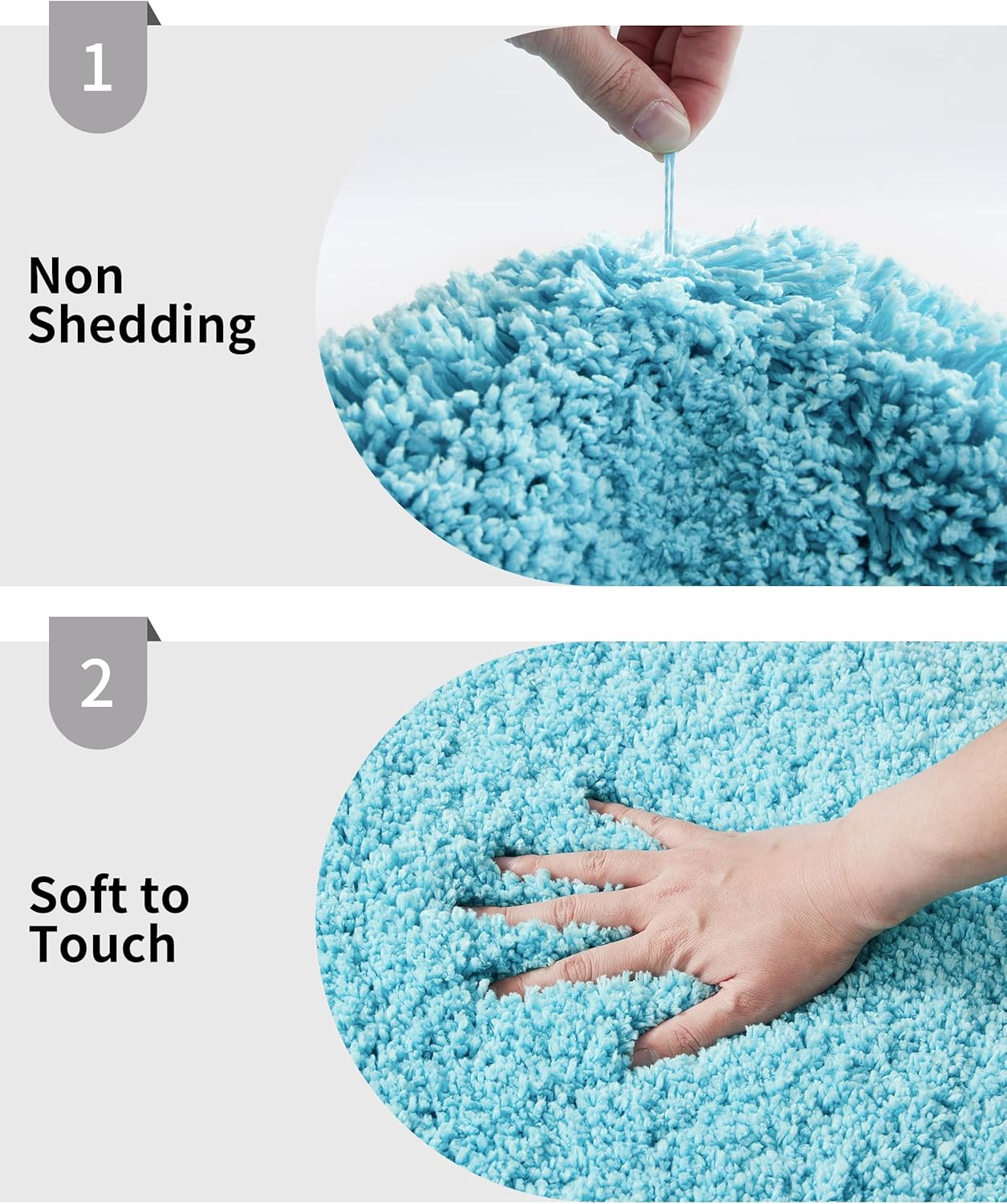 Teal Bathroom Rug 24x48 Non Slip Fluffy Bath Mat for Bathroom Floor Washable Plush Luxury Bath Rug for Tub Soft Shaggy Absorbent Shower Sink Mat
