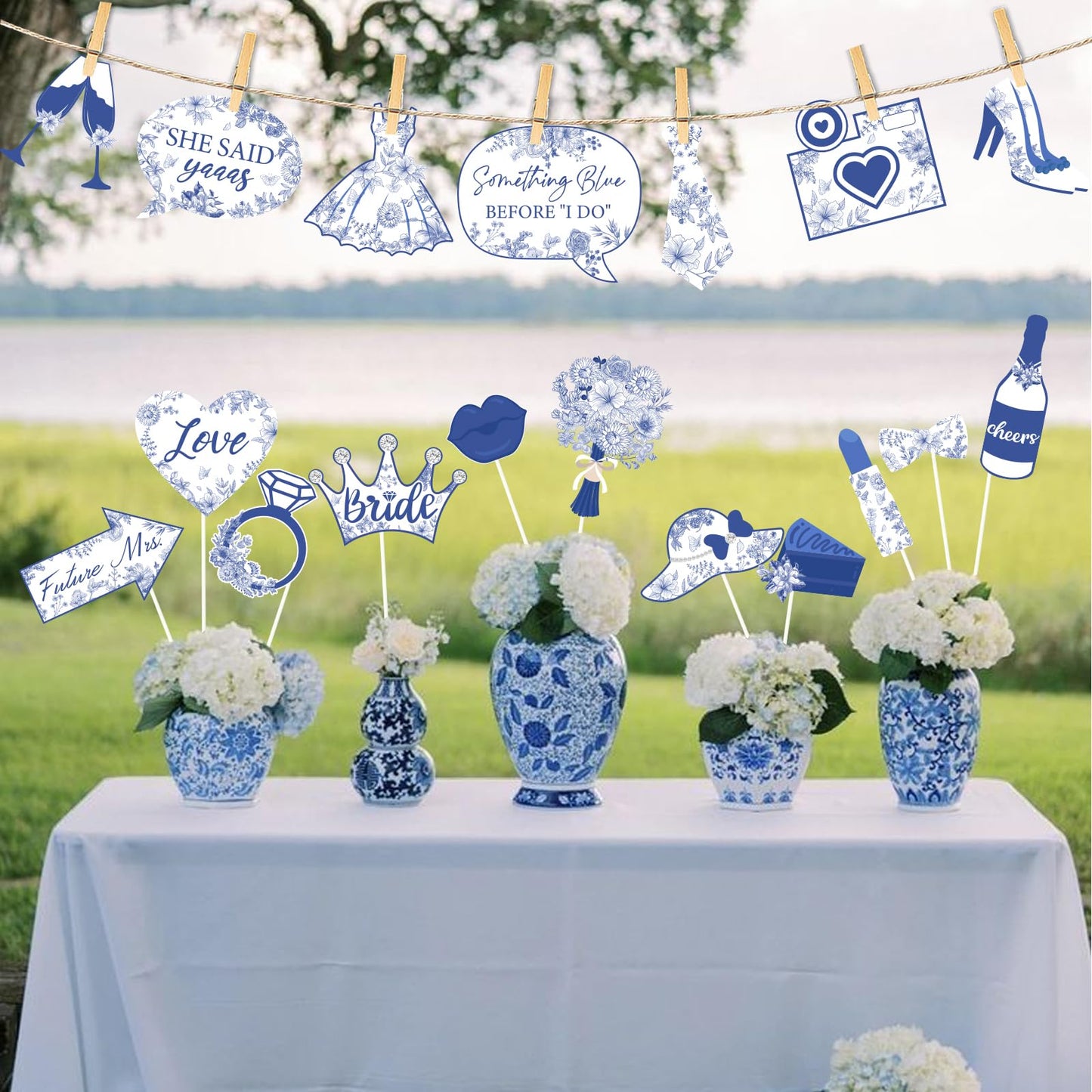 kreat4joy Something Blue Before i Do Bridal Shower Decorations, 24pcs Something Blue Photo Booth Props Bridal Shower for Woman Girl Bachelorette Wedding Engagement Party