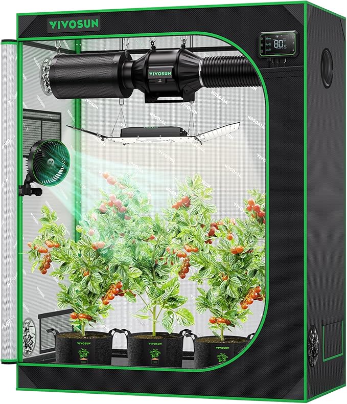 VIVOSUN S425 4x2 Grow Tent, 48"x24"x60" High Reflective Mylar with Observation Window and Floor Tray for Hydroponics Indoo...