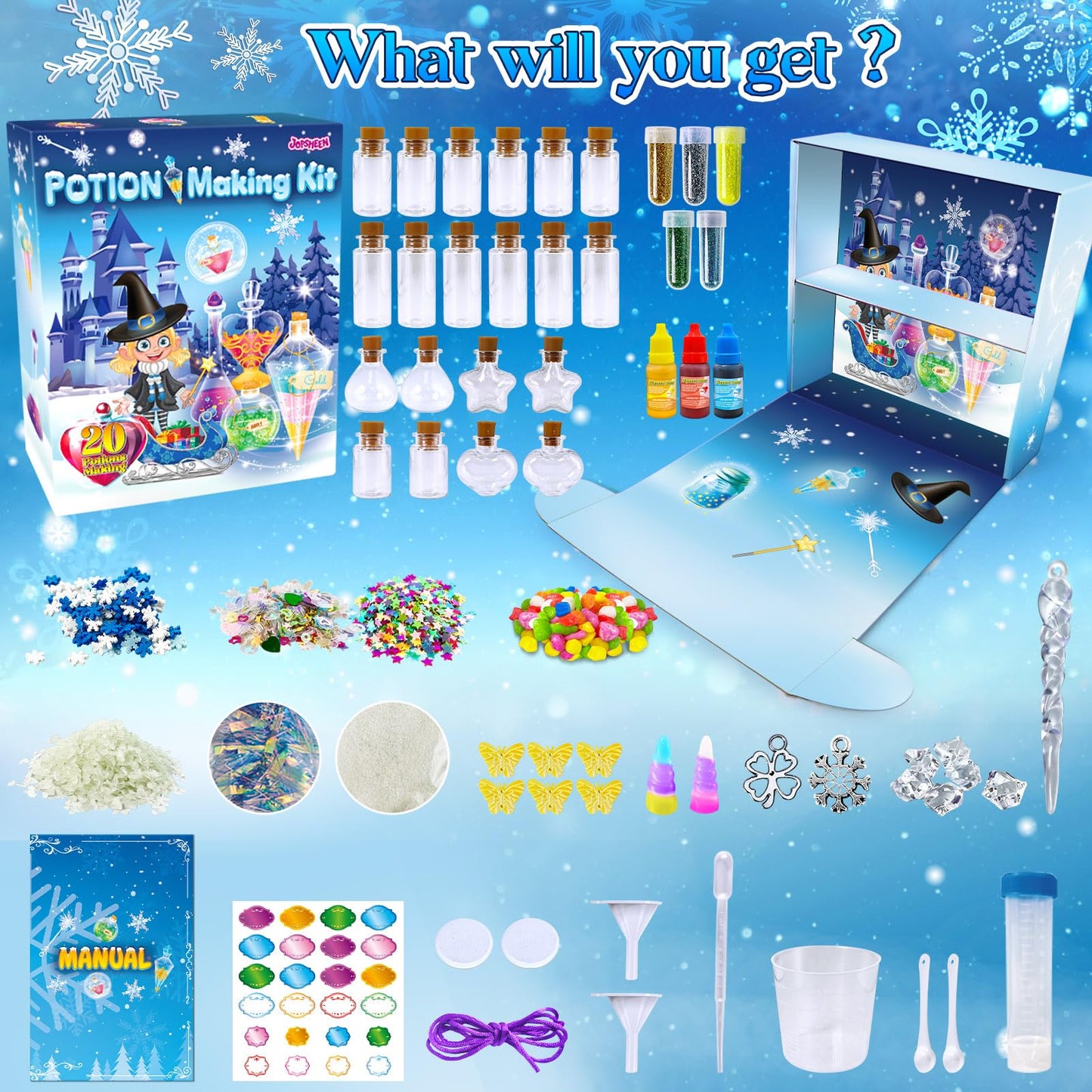 JOPSHEEN Potion Making Kit for Kids, 20 Bottles Potions, Christmas Birthday Gifts for Girls Boys