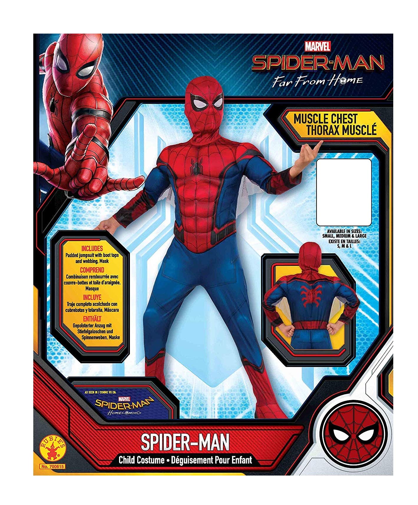 Rubies Child's Marvel Spider-Man Far From Home Deluxe Spider-Man Costume & Mask, Medium