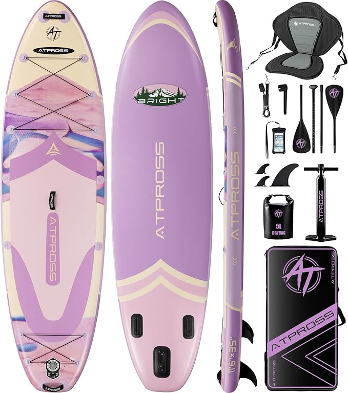 ATPROSS 11'6"x35" Inflatable Paddle Board, 450lbs Extra Wide Stand Up Paddleboard for Adults with Premium SUP Accessories ...