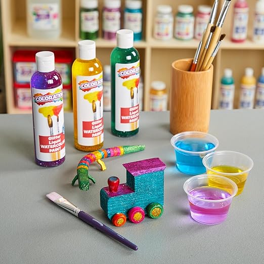 Colorations Liquid Glitter Watercolor Paint, 8 fl oz, Magenta, Non-Toxic, Painting, Kids, Craft, Hobby, Fun, Water Color, Posters, Cool Effects, Versatile, Gift