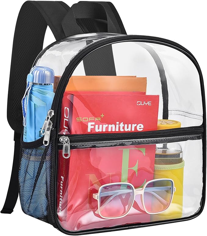 Paxiland Clear Backpack Stadium Approved 12×12×6 with Reinforced and Wider Shoulder Straps, Small Clear Bag for Schools, C...