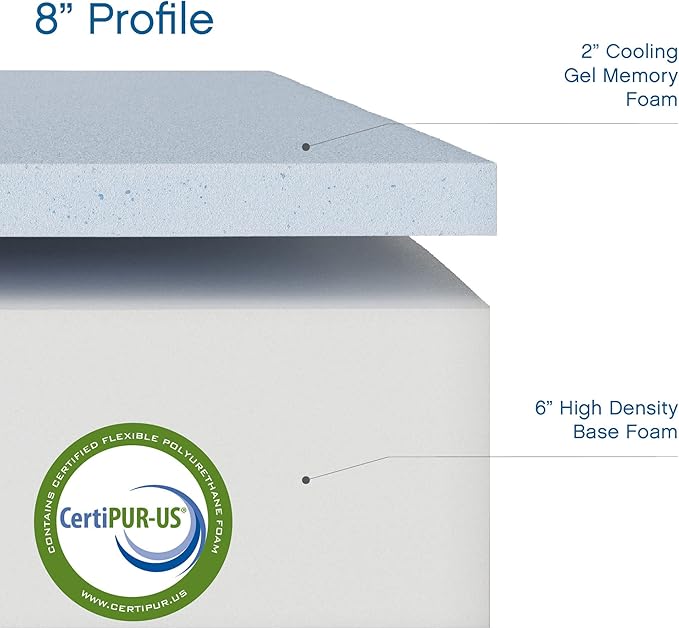 Classic Brands Cool Gel Memory Foam 6-Inch Mattress | CertiPUR-US Certified | Bed-in-a-Box, Queen