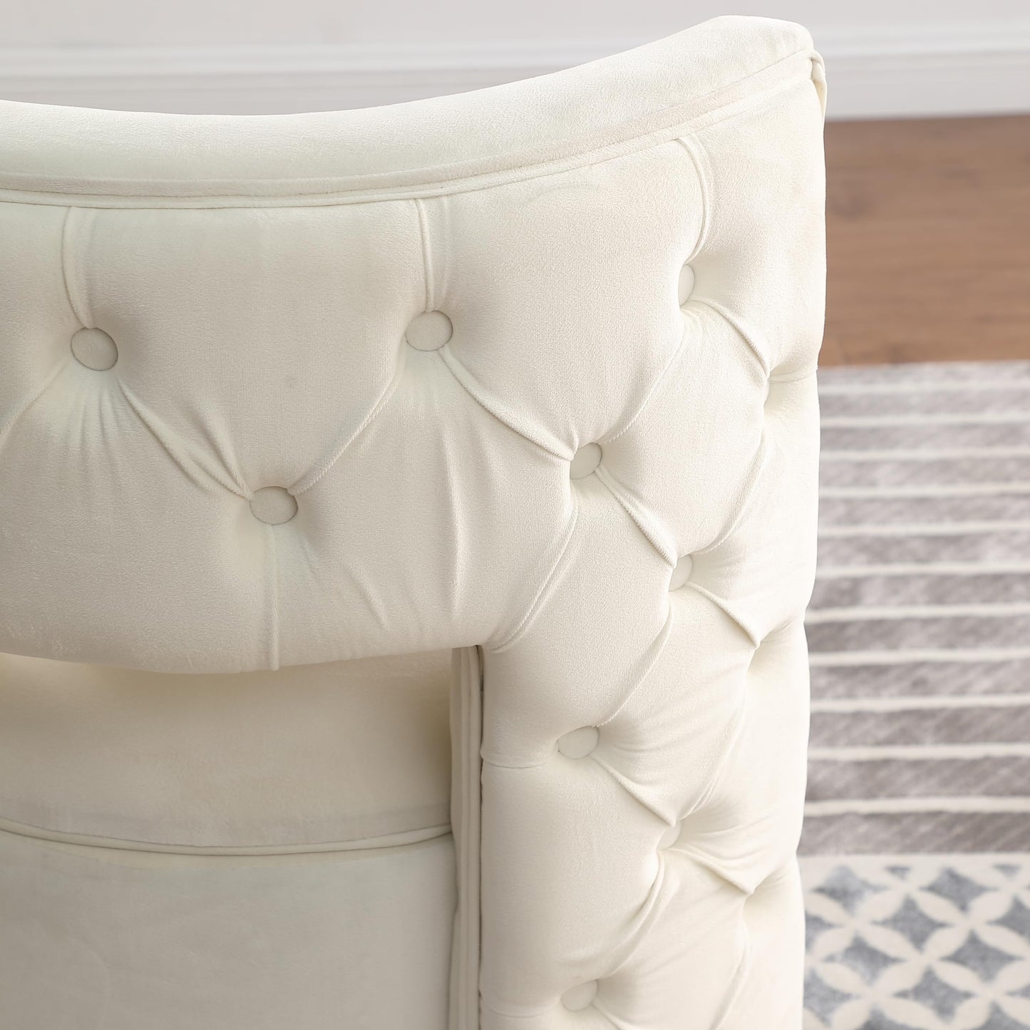 Swivel Accent Chair,Velvet Round Storage Sofa Club Upholstered Barrel Modern Arm Chair for Nursery, Living Room, Hotel, Bedroom, Office, Lounge, Hotel Office (Off White)