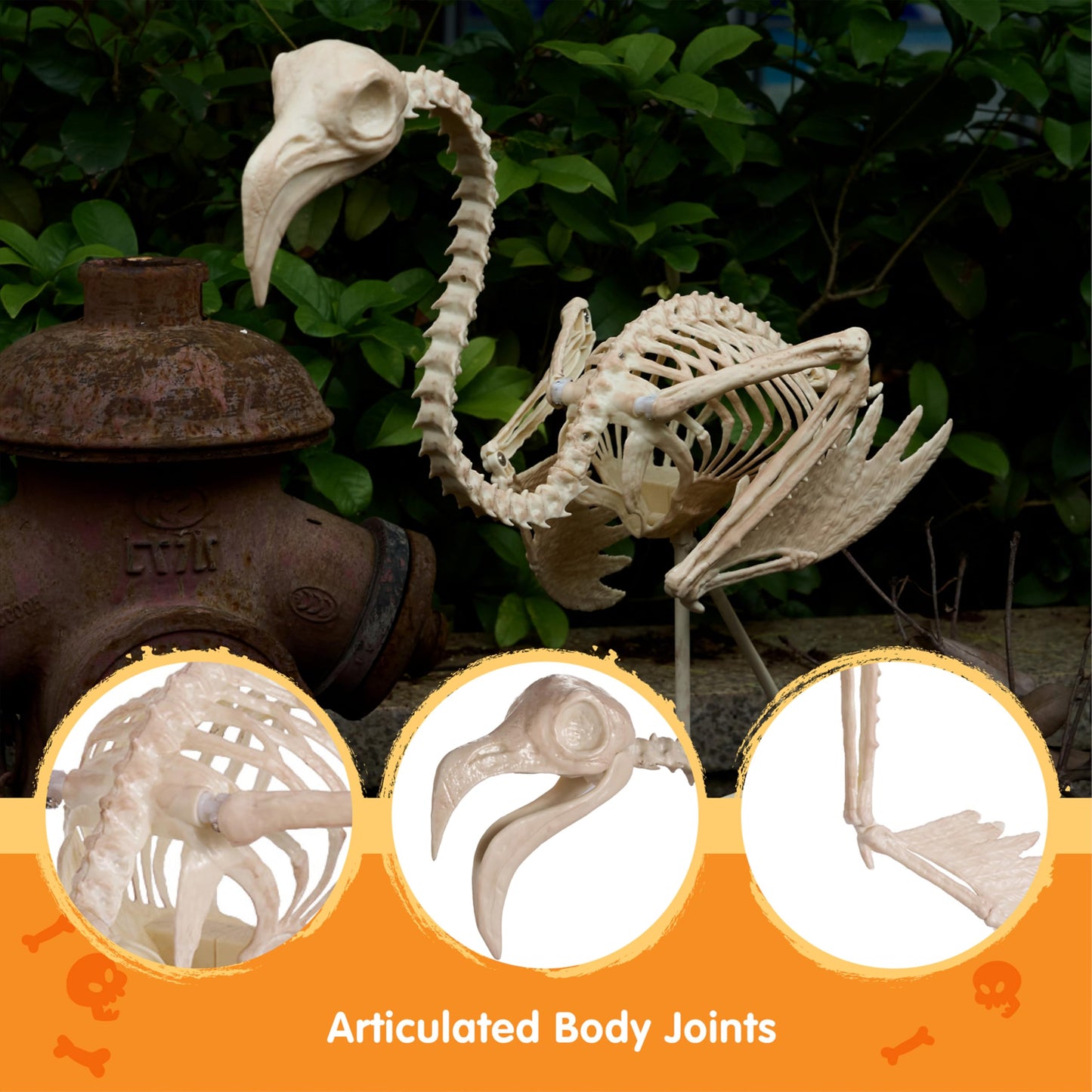 JOYIN Flamingo Skeleton Halloween Decorations 27.6 Inch Tall Spooky Flamingo Posable Animal Skeleton with Movable Joints for Halloween Indoor Outdoor Yard Garden Lawn Patio Prop Decor