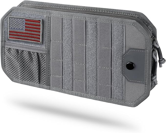 LIVANS Tactical Car Sun Visor Organizer, Automotive Semi-Rigid MOLLE Panel with Zipper Storage Pouch & Glasses Clip, Unive...