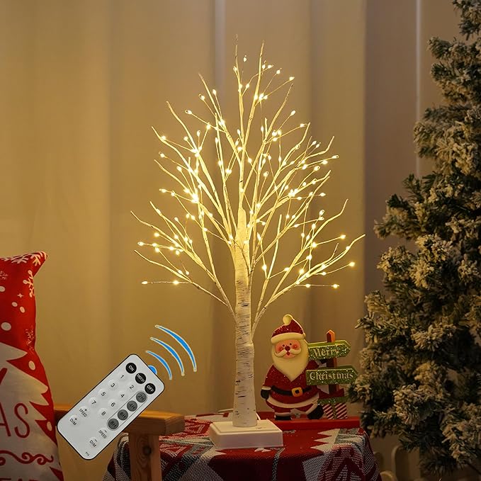 144 LED Birch Tree Lights with Remote Control, DIY Artificial Tree Lamp with Timer, Twinkle Lighted Tree 3 AA or USB Power...