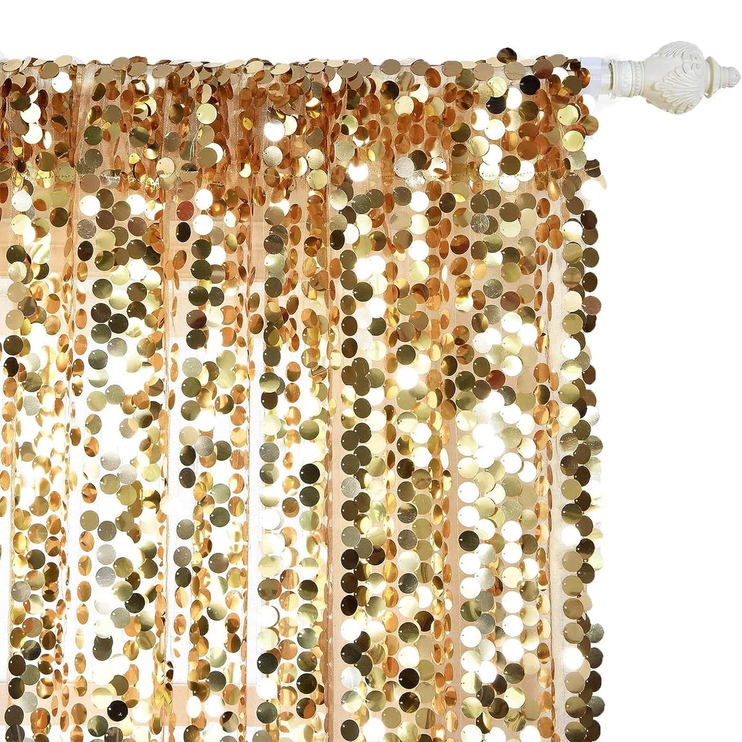HH 9x9FT Big Gold Sequin Payette Backdrop Curtains Panels, Shimmer Sequin Photography Backdrop for Wedding Party Christmas Decoration