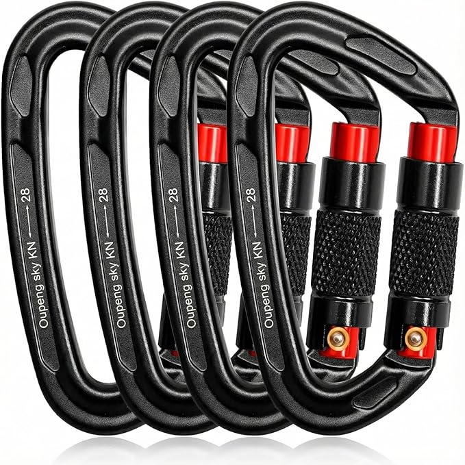 Auto Locking Carabiner Clips - 28KN (6172lbs) Heavy Duty Caribeaners ，4PCS Large Carabiner Clip for Keychains，Hammock，Camp...