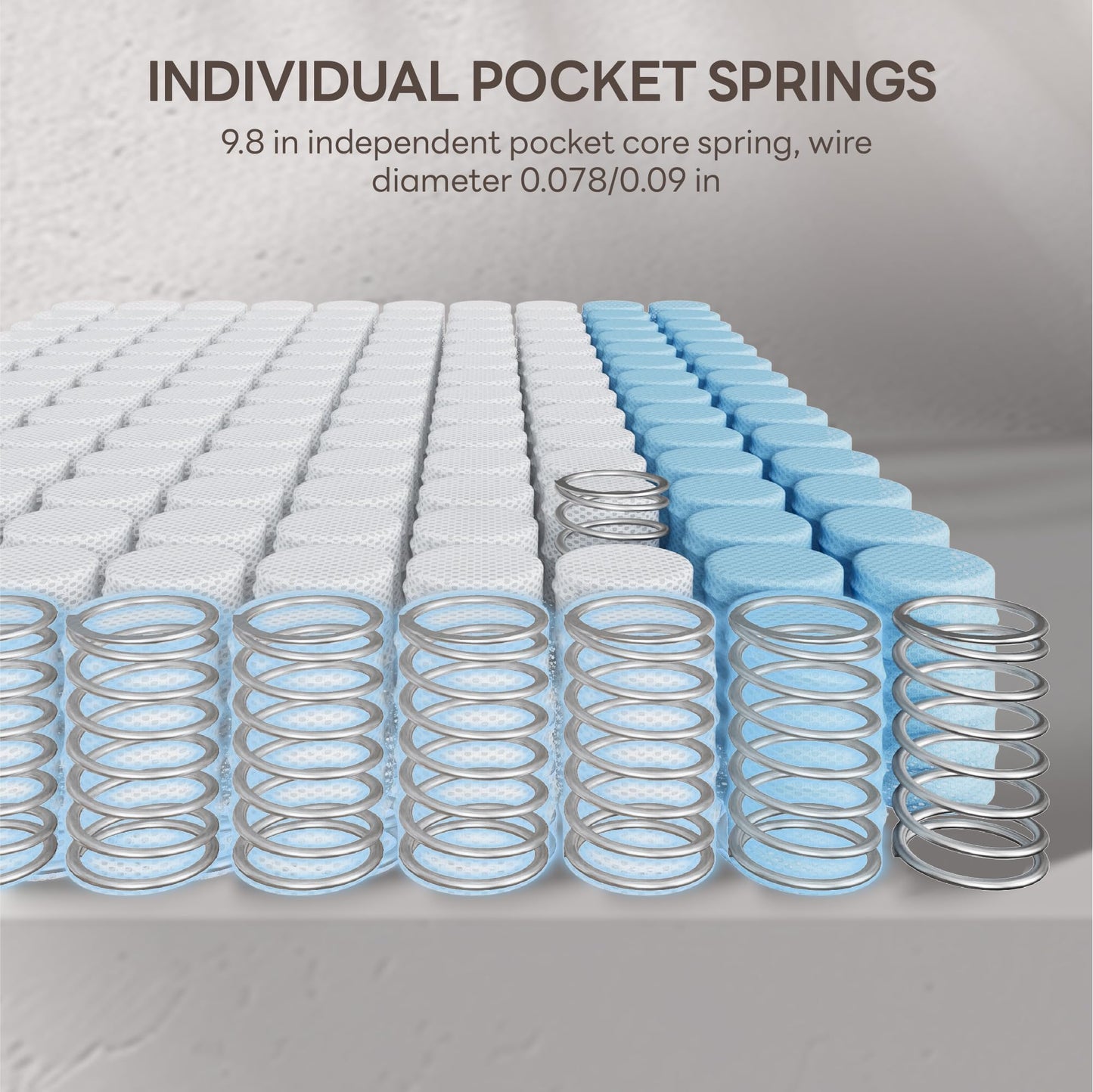 LIKIMIO Queen Mattress, 10 Inch Gel Memory Foam Mattress Zoned Pressure Relief with Medium Firm, Bed in a Box Individual Pocket Springs for Motion Isolation, SG Made, CertiPUR-US Certified