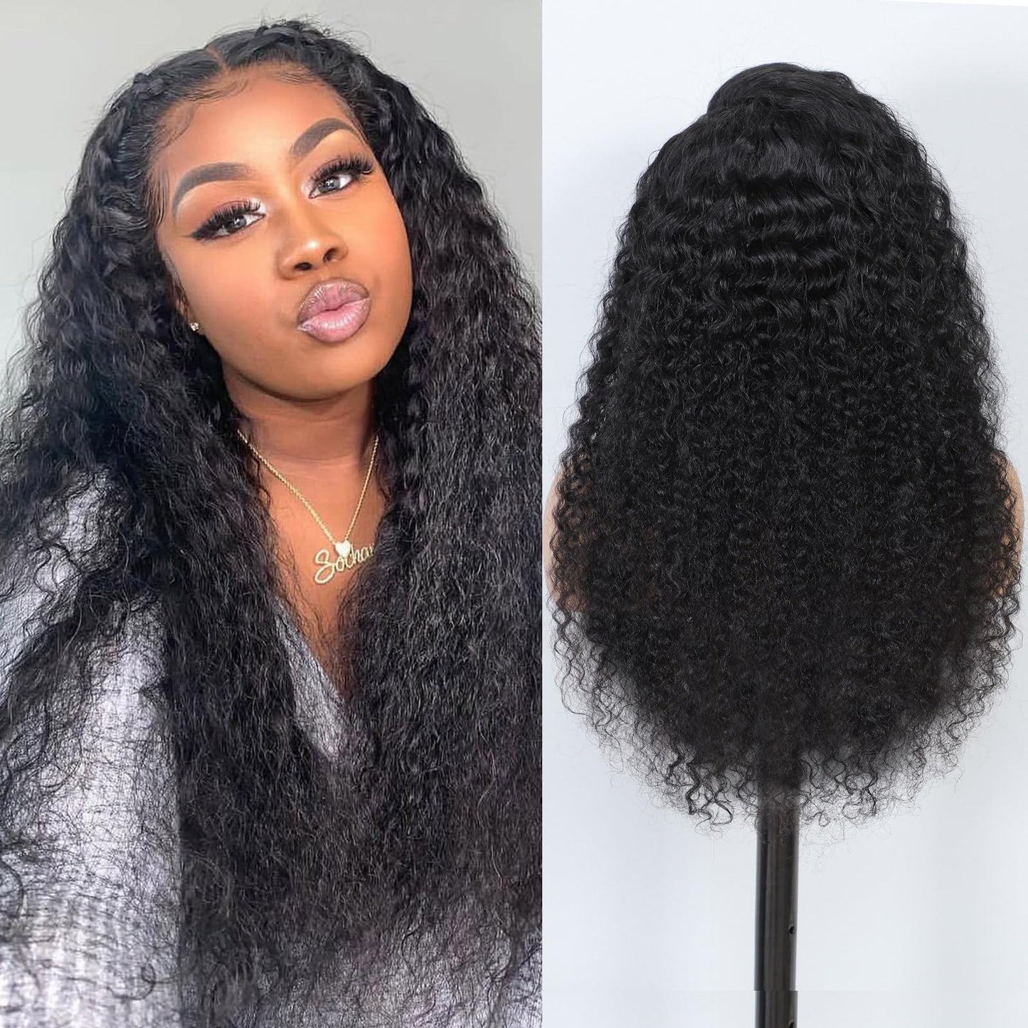 Gulenme 13x6 HD Transparent Deep Wave Lace Front Wigs Human Hair 200 Density for Women Curly Wet and Wavy Lace Frontal Human Hai
