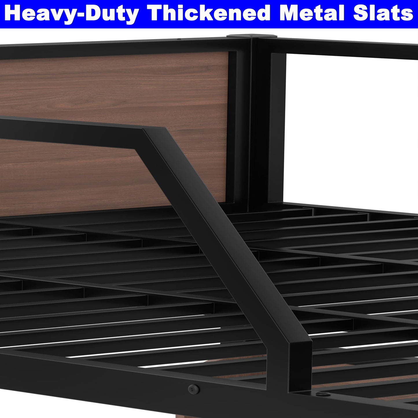 SIMPLEZC Upgraded Version Heavy Duty Thicken Metal Twin Over Full Bunk Bed with Storage Shelves and Lights, Best Industrial Style Bunk Bed Twin Over Full Size with Wood Board for Adults