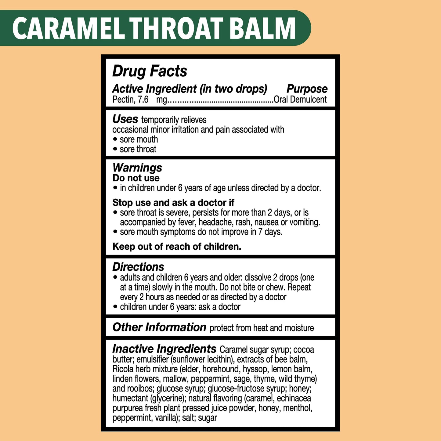 Ricola Throat Balm Caramel Throat Drops with Liquid Center, 34 Count (Pack of 4) Coat & Protect Your Throat, Daily Throat Relief & Protection, Oral Demulcent