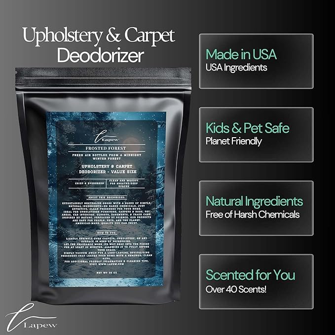 Frosted Forest Carpet Freshener Powder Value Size 36 oz | Powerful Odor Eliminator for Home | Upholstery Deodorizer | Carpet Deodorizer | Cat Litter Box