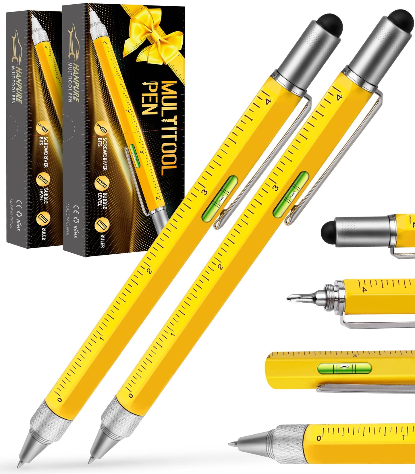 Gifts for Men Multitool Pen, Stocking Stuffers for Men Women, Unique Christmas Gifts for Men Him Gadgets for Men, Birthday Gifts for Dad Hunsband Adult Engineer Woodworker Carpenter Construction Tools