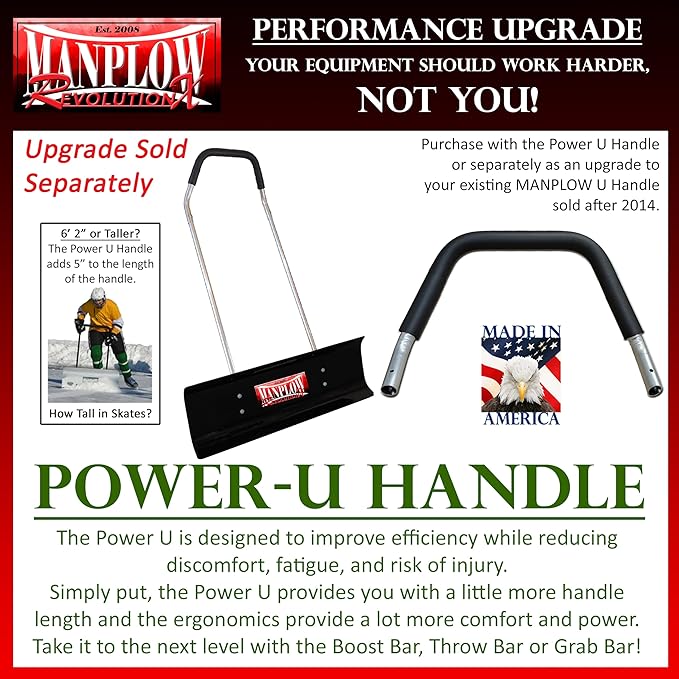 MANPLOW RevolutionX Snow Pusher (MANPLOW RevolutionX with Power U Handle Upgrade, 24")