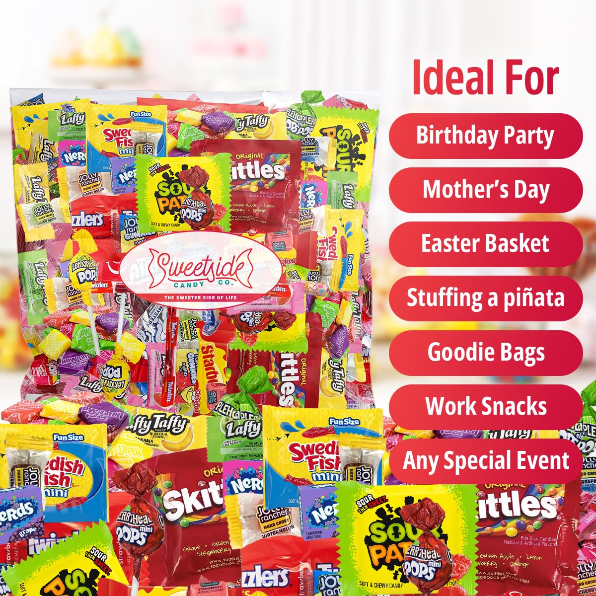 Bulk Candy Mix Parade Kid’s Dream, 6lb of Individually Wrapped Party Variety, Favorite Sweets Giant Bag Assorted Classic for Pinata Filler, Goodie Bag Fun Size