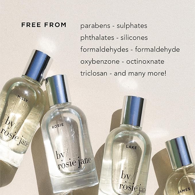 By Rosie Jane Discovery Perfume Set - 7 Piece Travel Size Perfume Set - Gift Set Includes Scents Rosie, Dulce, Missy, Remi, Leila Lou, Dylan & Lake - Clean Perfume for Women (7 Count)