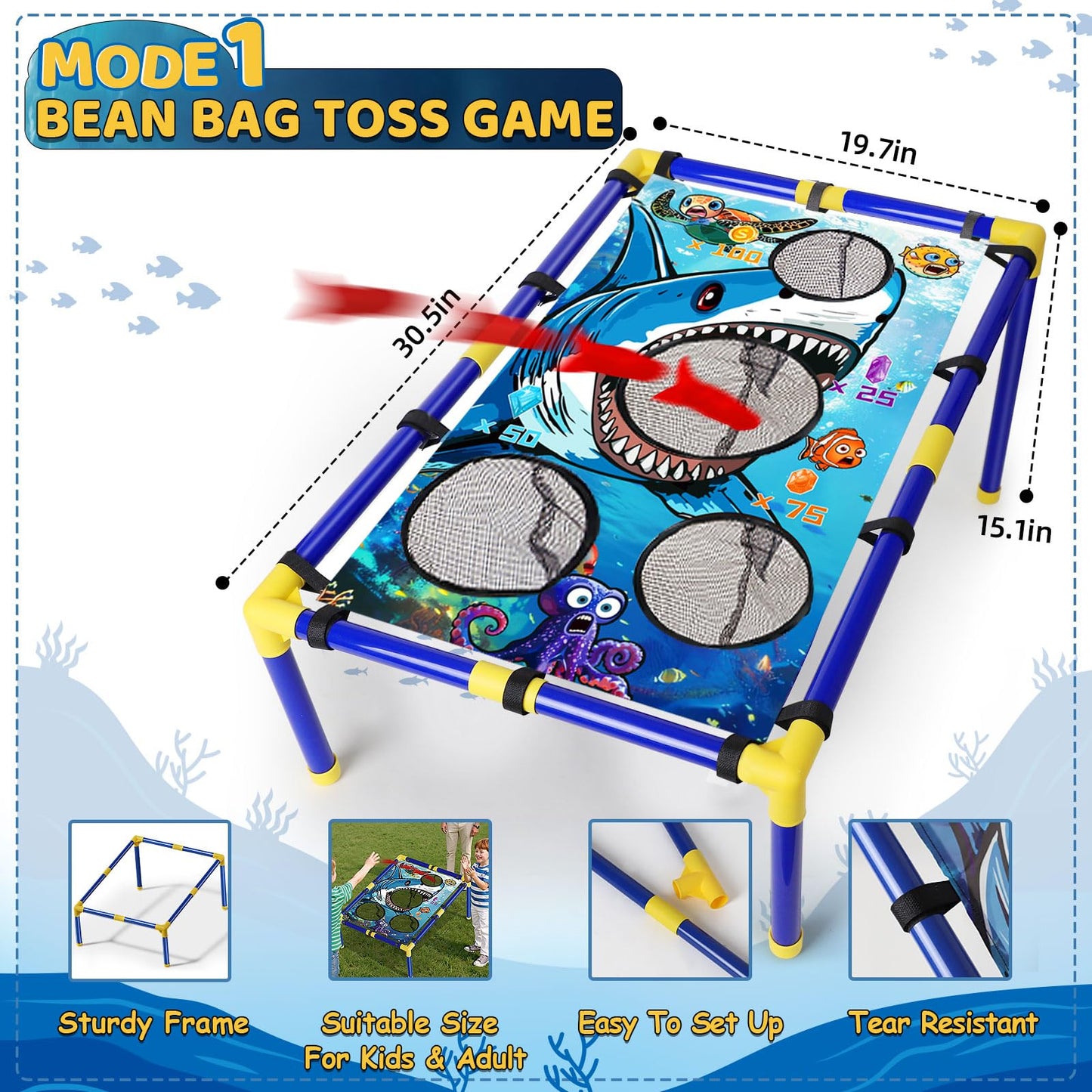 Lehoo Castle Bean Bag Toss Game 3 in 1 with Shooting Game, Ring Toss Game, Rich Outdoor Toys for Kids Ages 4-8, Backyard Games, Outdoor Games, Outside Activities for Family Party, Gift for Boys