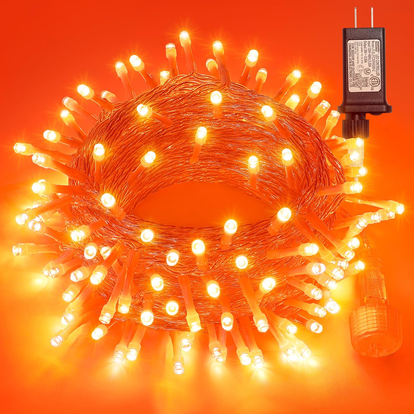 Halloween Lights Outdoor, Orange String Lights Plug in,8 Modes Connectable Twinkle Orange Christmas Lights for Tree Party Garland Thanksgiving Fall Halloween Decorations(33FT 100LED)
