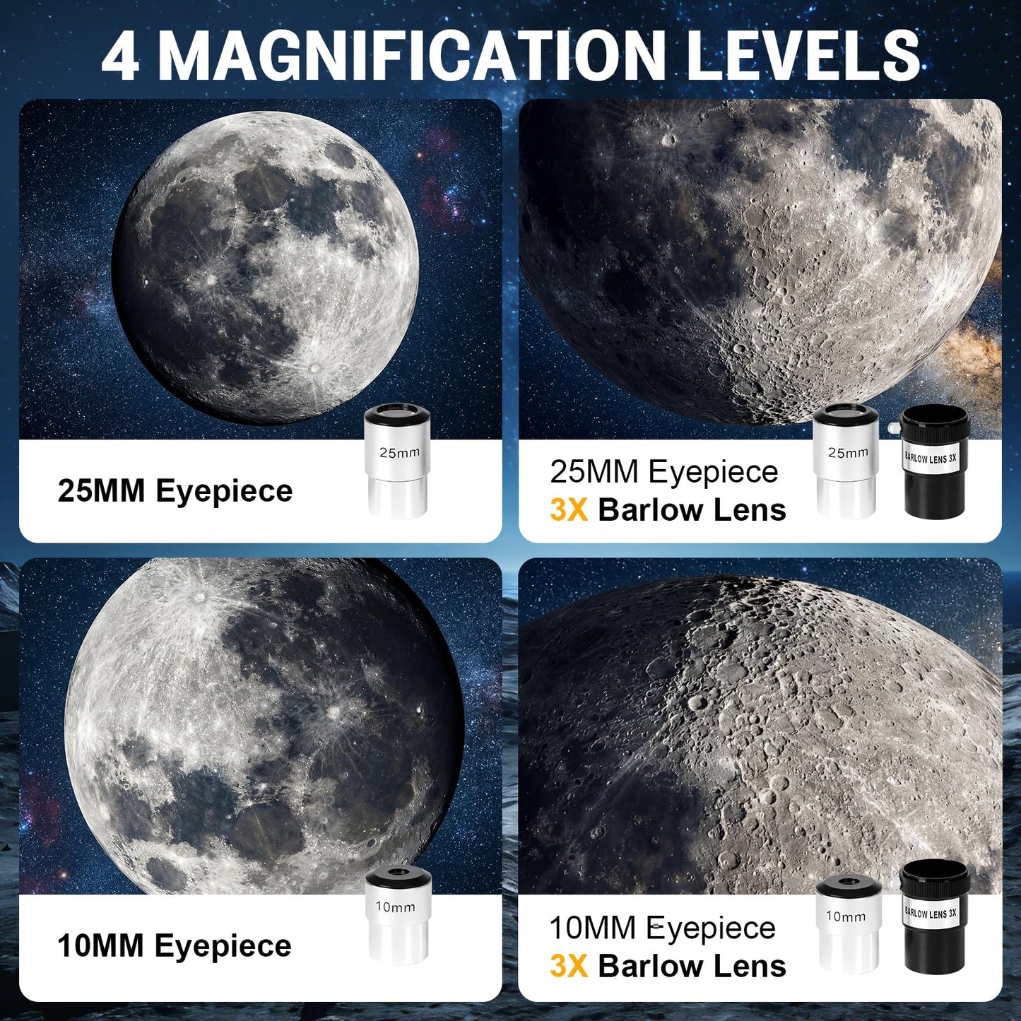 WOZEL Telescope for Adults & Kids - 90mm Aperture 600mm Refractor Portable Beginners Telescope High Powered, Magnification 180X, for Astronomy Planet Observation with Phone Adapter Tripod & Carry Bag