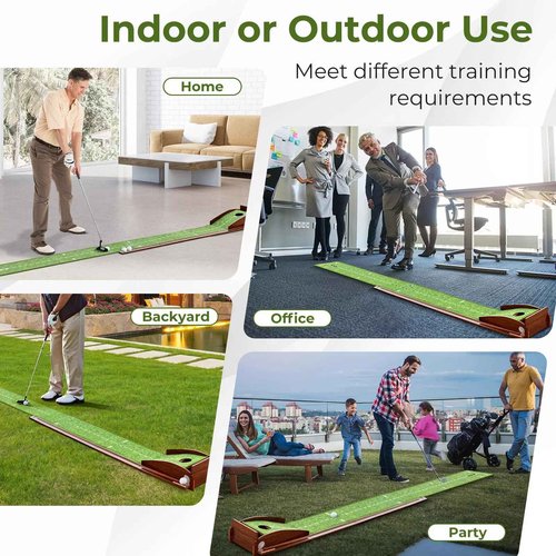 Indoor Golf Putting Mat with Putter & 5 Balls, Auto Ball Return Set, Velvet Matt for Home, Office, Backyard, Golf Gift