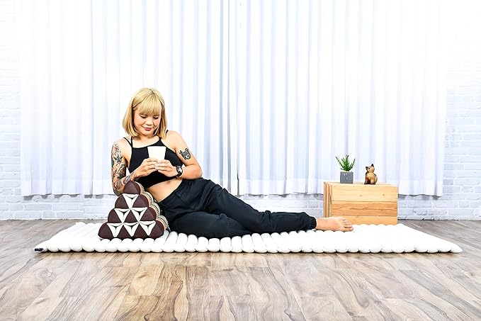 Leewadee Triangle Cushion – Comfortable Backrest for TV or Reading, Incline Pillow for Relaxing Made of Kapok, 20 x 13 x 13 inches, Brown
