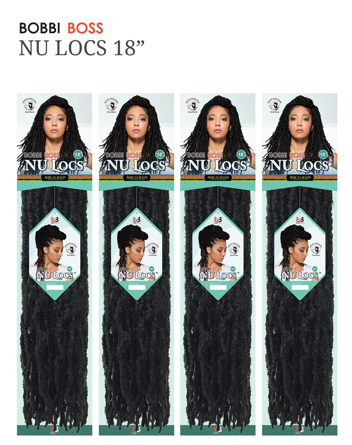 Bobbi Boss Synthetic Hair Crochet Braids African Roots Braid Collection Nu Locs 18 (4-Pack, 1B)