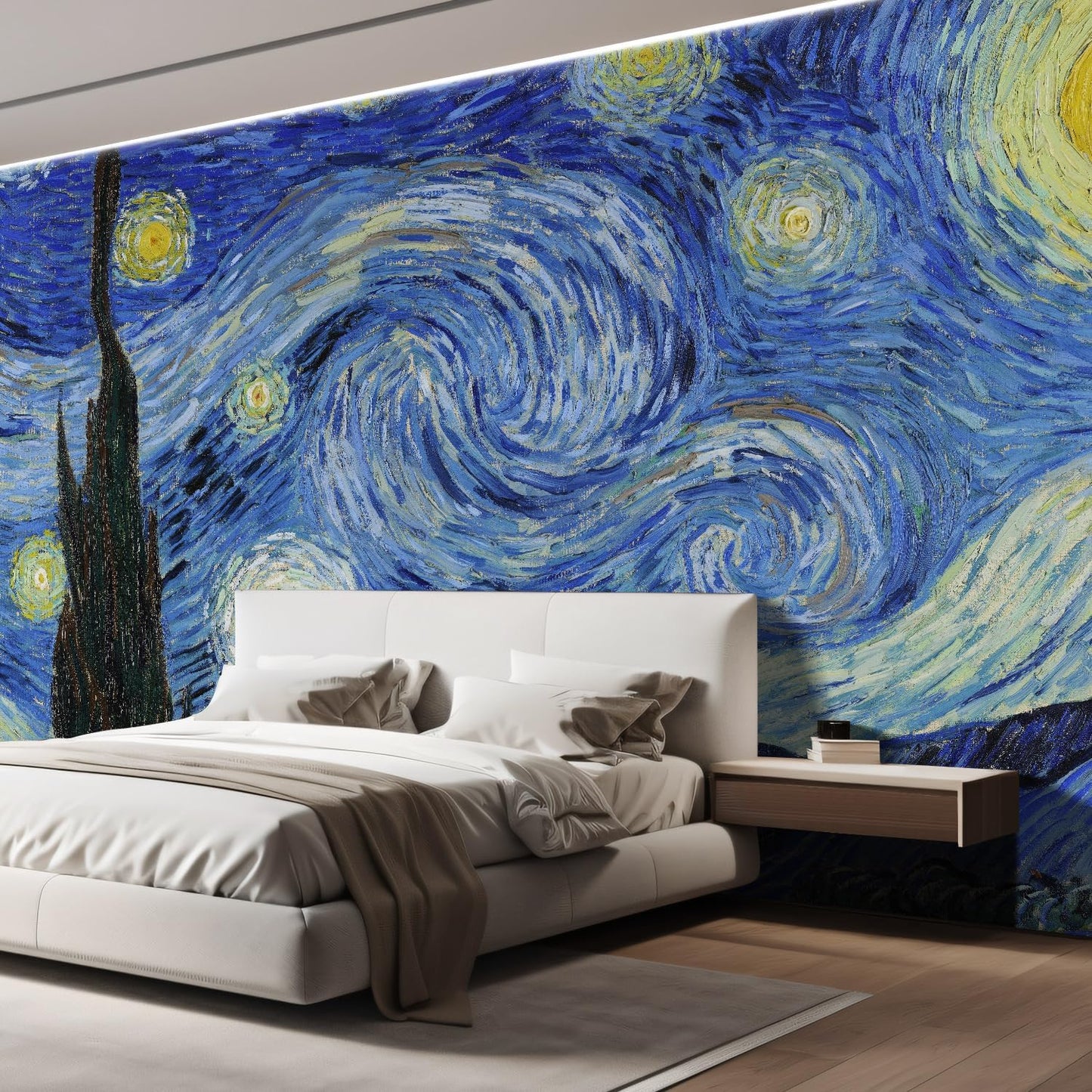 wall26 Starry Night by Vincent Van Gogh Dutch Impressionism 20th Century Artist Peel and Stick Large Wall Mural, Removable Wallpaper, Home Decor - 120x144 inches
