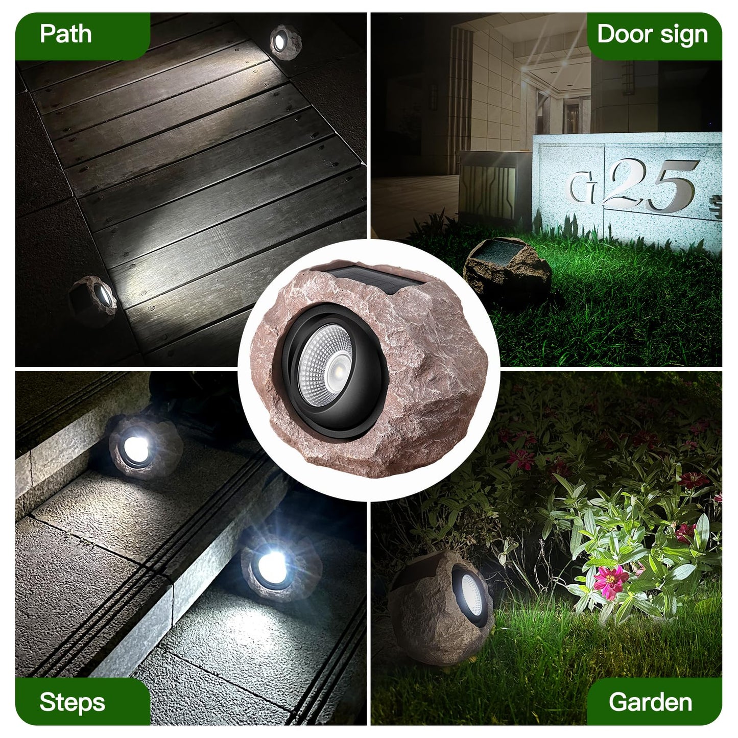 Timeflies Solar Rock Lights Outdoor, 1 Pack Super Bright Solar Spot Lights Outdoor IP65 Waterproof Yard Lights, Auto On/Off Garden Lights for Paths, Sidewalks, Yards, Landscapes, Patios