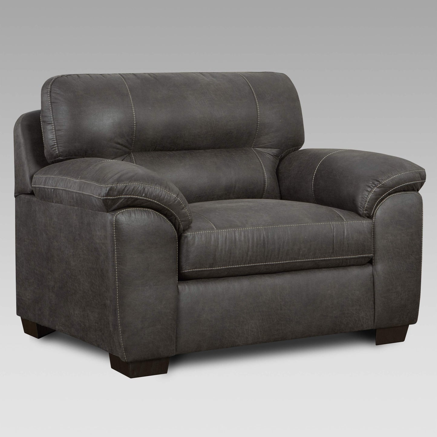 Roundhill Furniture Tirana Contemporary Fabric Pillow-top Arm Chair with Ottoman in Sequoia Ash