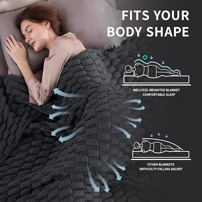 Knitted Weighted Blanket for Adult, No Beads Heavy Blanket 60” x 80'' 10lbs, Breathable Chunky Knit Blanket, Cooling Weighted Blanket for Hot Sleepers, Christmas Home Decor (Dark Grey)