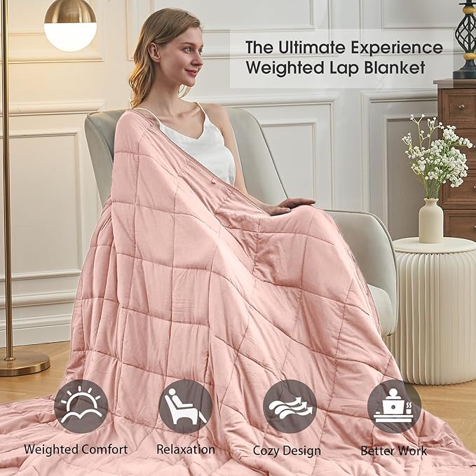 Pink Weighted Blanket for Adults 15lbs, 48"x72", Twin Full Size Cooling Heavy Throw Blanket for 120-160lbs, Microfiber Soft Thick Big Blankets Weighted Comforter Gift for Sleeping
