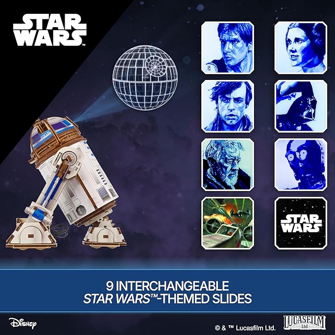 UGEARS Star Wars ™ R2-D2 ™ Wooden 3D Puzzles for Adults - Wooden Model Kits for Adults, Hobby Gifts for Men and Women, Mechanical Wood Puzzles Adult, Building Kits, 3D Puzzle