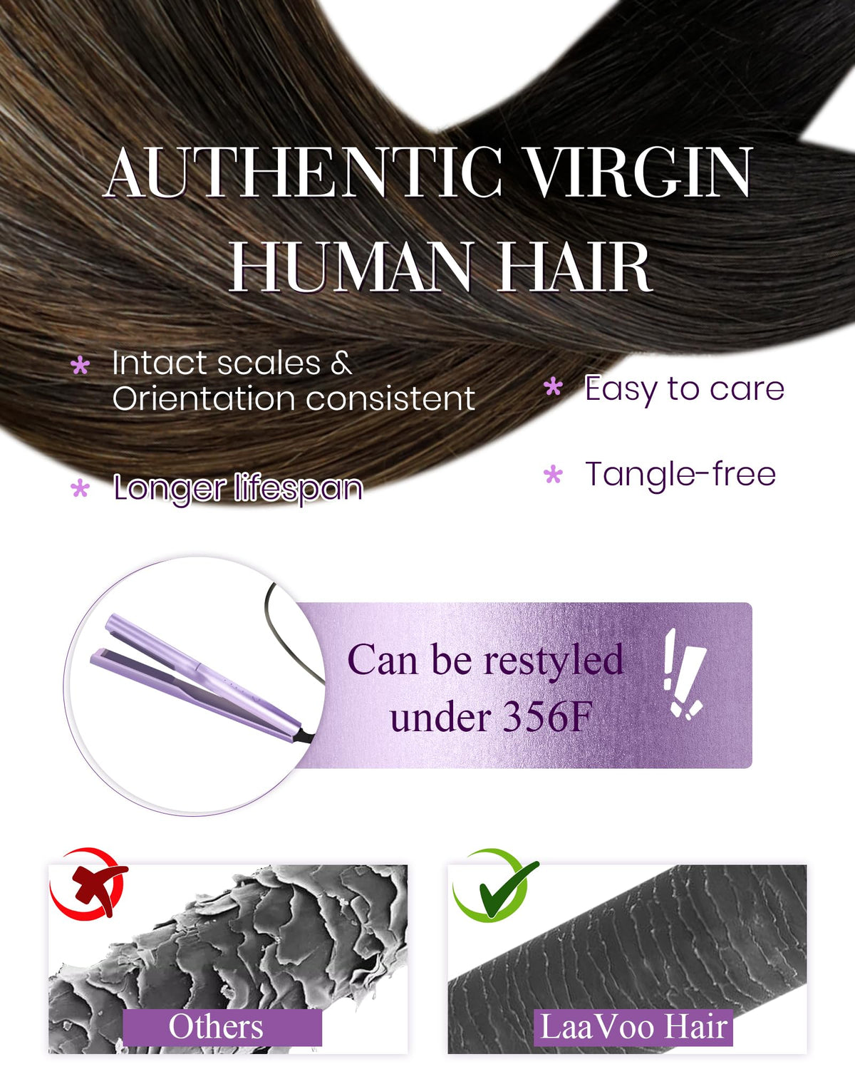 LaaVoo Micro Ring Hair Extensions Human Hair Darkest Brown to Medium Brown with Ash Brown Micro Link Hair Extensions Human Hair