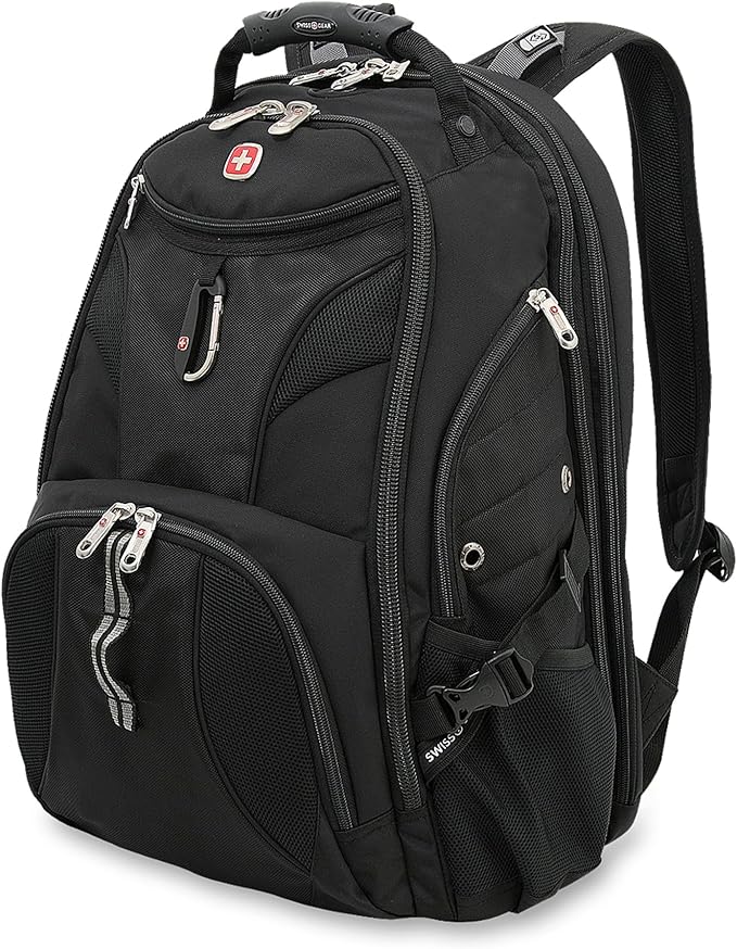 SwissGear 1900 ScanSmart 17” Laptop Backpack Black – Reflective Tech Backpack with ScanSmart Compartment – Multiple Organi...