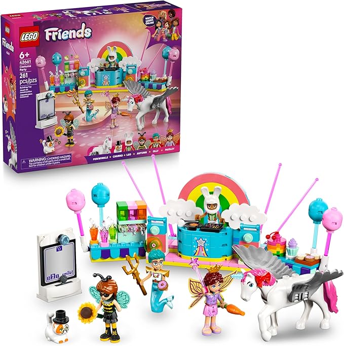 LEGO Friends Costume Party with Unicorn & Fairy Pretend Play Building Toy - Interactive Storytelling Playset with Cat and ...