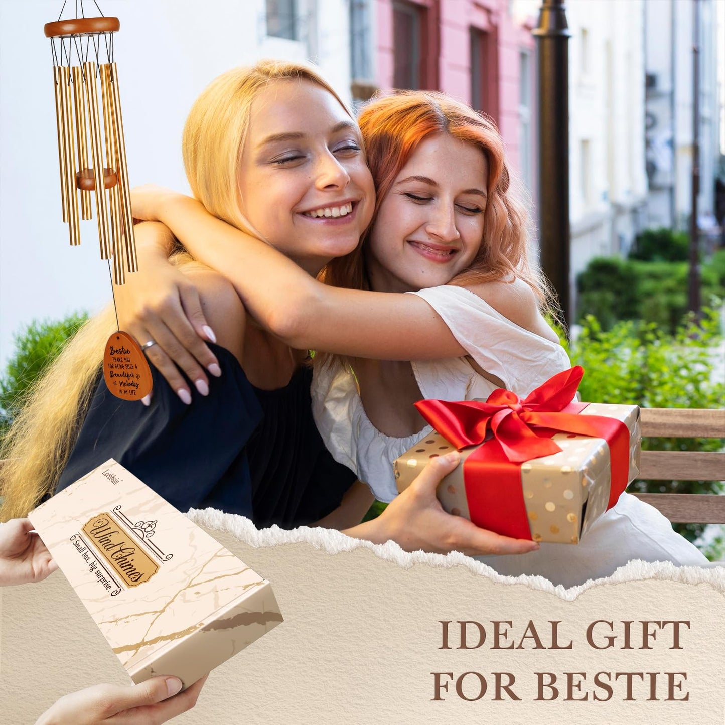 Leebbsin Bestie Gifts for Women, Bestie Gift Wind Chimes, Bestie Birthday Gift for Best Friend, Soul Sisters, Women, Friends, BFF, Unique Friendship Gifts for Birthday, Mothers Day, Thanskgiving