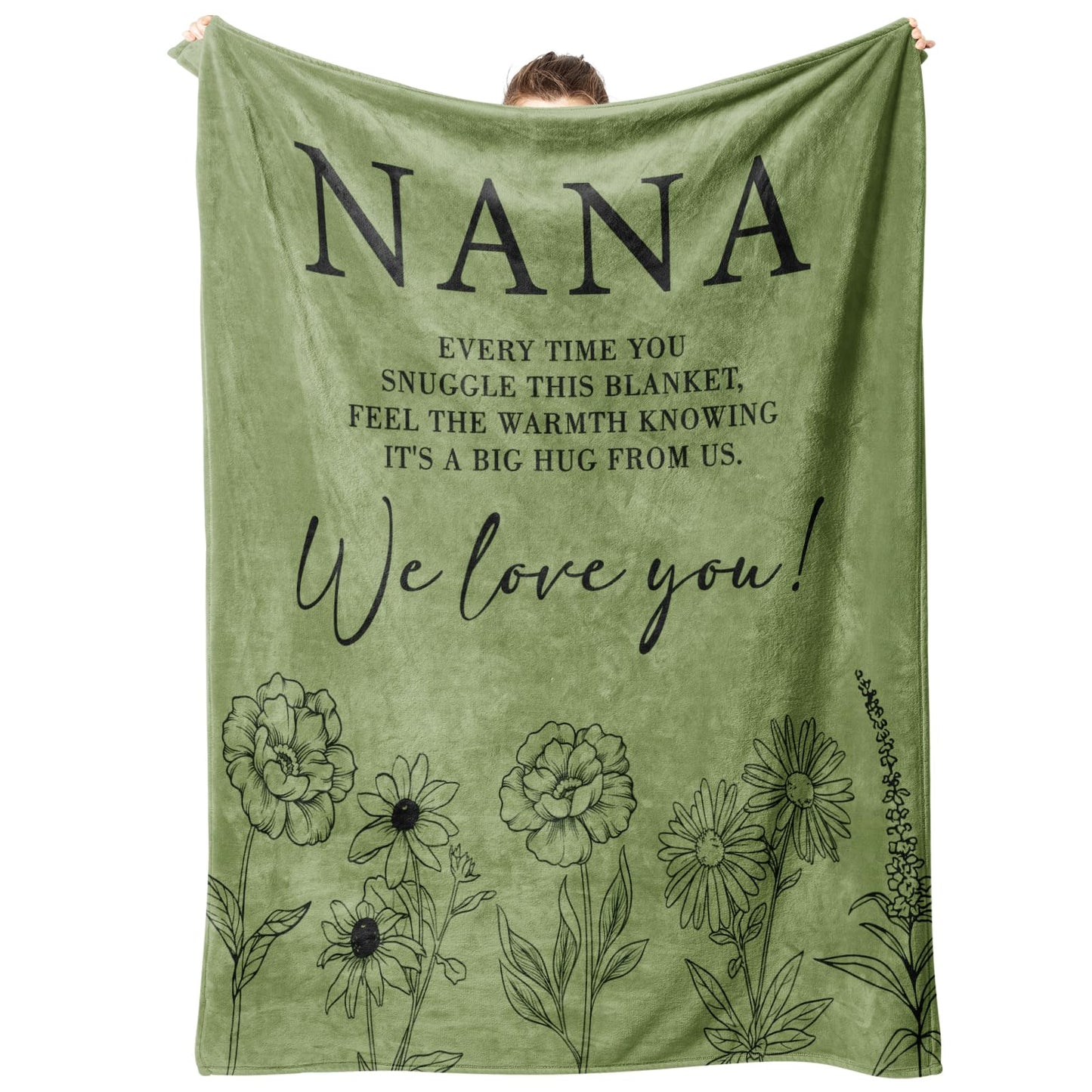 Nana Gifts, Gifts for Nana Blanket, Nana Birthday Gift from Grandkids, to My Nana Grandma Throw Blanket 50" x 60", Grass Green
