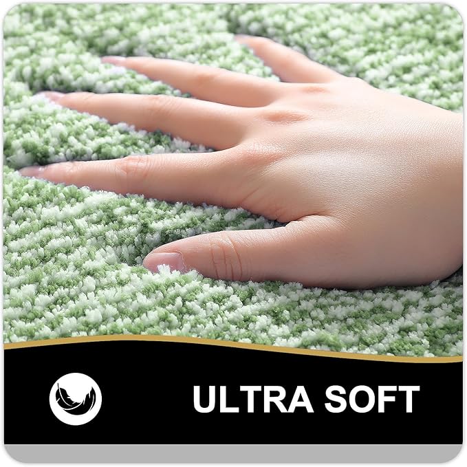 OLANLY Bathroom Rugs 36x24, Extra Soft and Absorbent Microfiber Bath Mat, Non-Slip, Machine Washable, Quick Dry Shaggy Bath Carpet, Suitable for Bathroom Floor, Tub, Shower (Large, Sage Green)