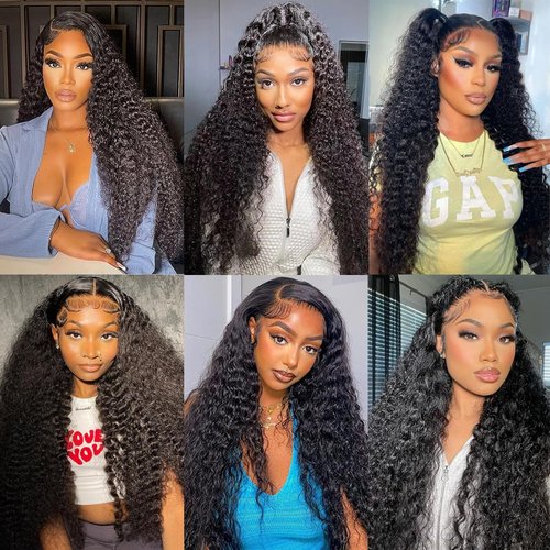 Zhengshuo 13x6 Deep Wave Lace Front Wigs Human Hair 200% Density Human Hair Wig Pre Plucked 13x6 HD Transparent Lace Front Wigs for Women 18 Inch