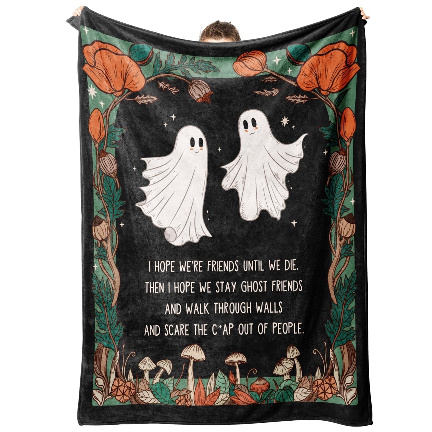 SteadStyle Friend Gift for Women - Funny Best Friend Friendship Birthday Mother's Day Halloween Ghost Blanket 60"x50"
