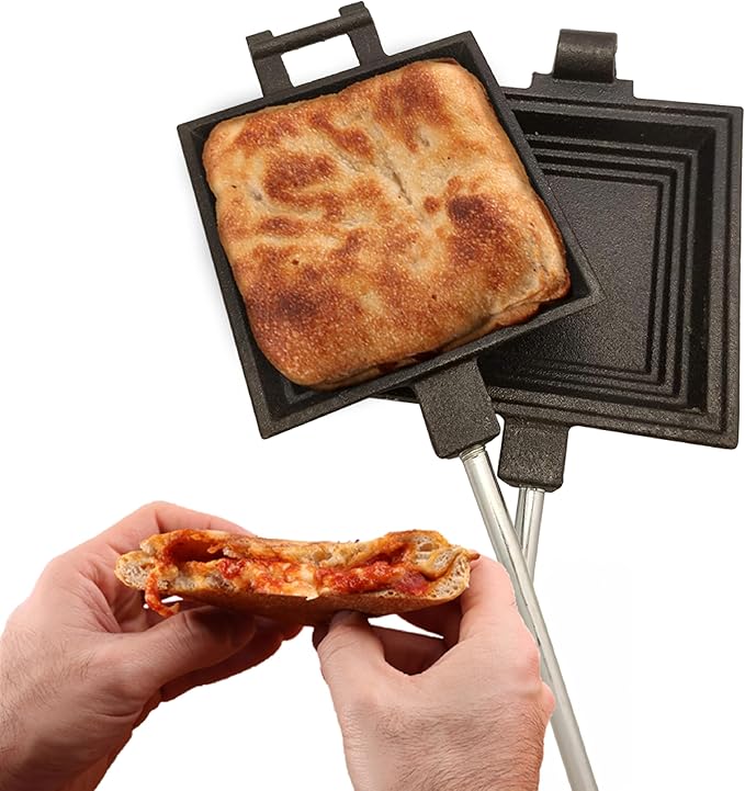 Coghlan's Cast Iron Camp Cooker - Pre-Seasoned Pie Iron Sandwich Maker with Heat-Resistant, Removable Handles, Easy-to-Cle...