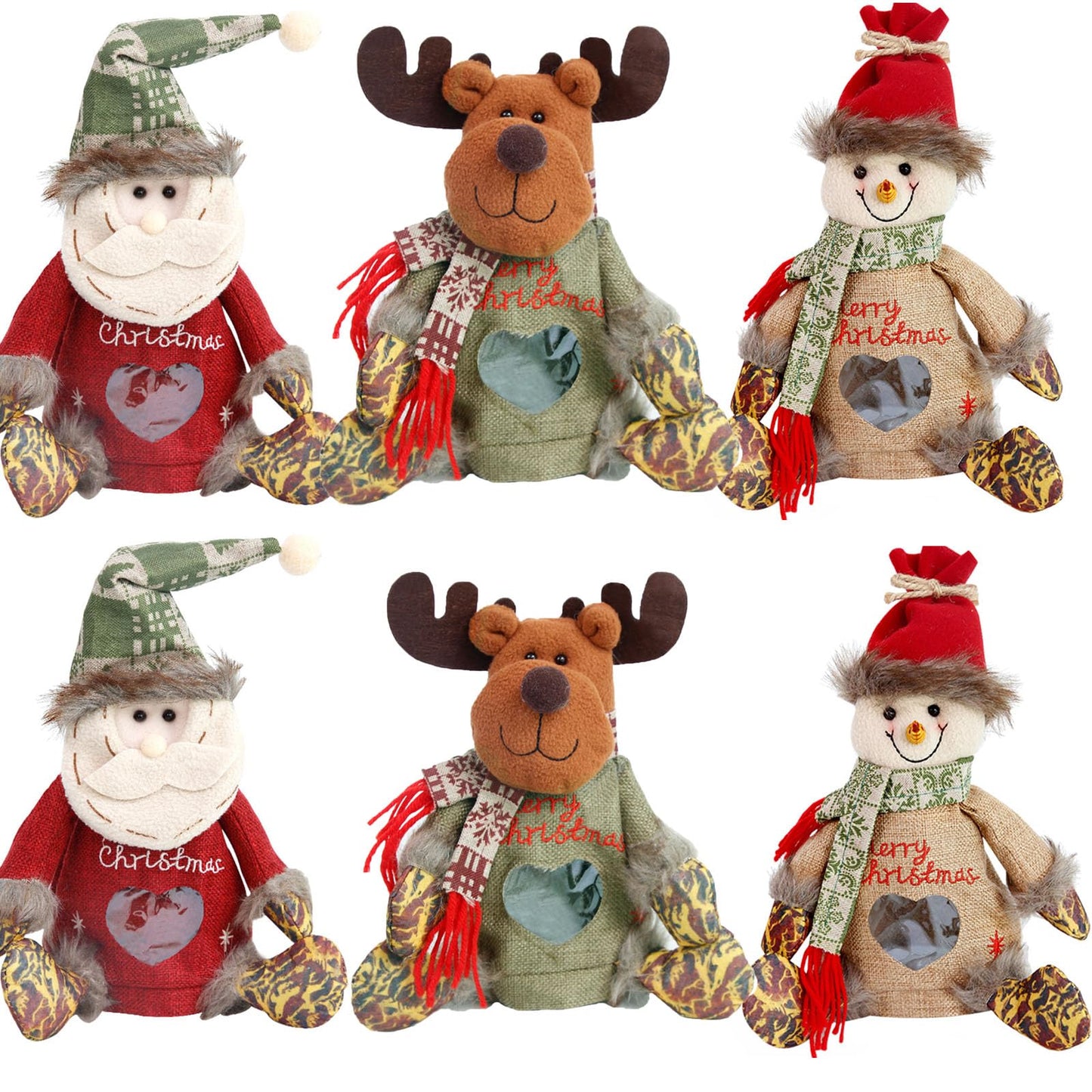 Christmas Gift Bags Zipper Design, Christmas Zipper Gift Bags, Reusable Fabric Gifts Bag for Presents Candy Fruit (6PCS)