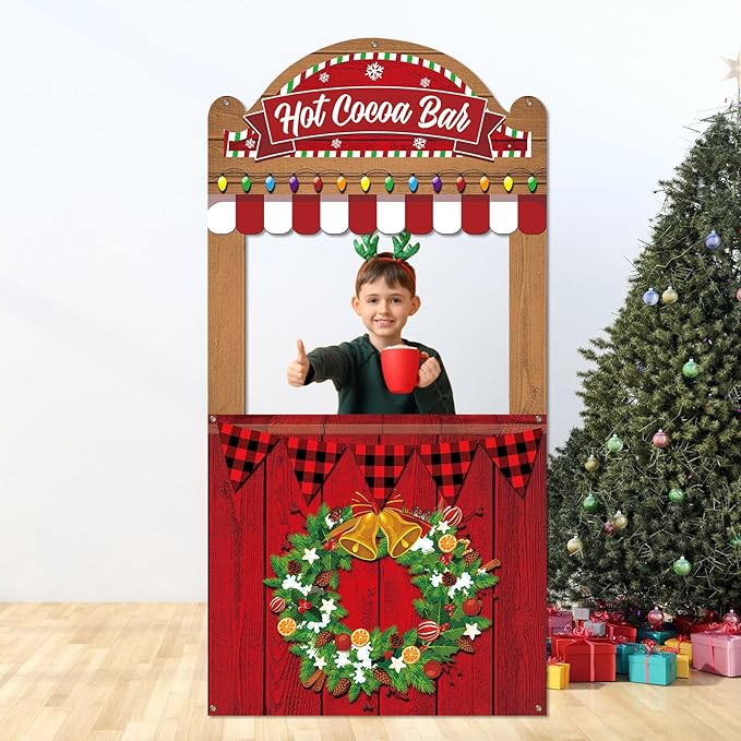 Christmas Theme Party Decorations Hot Cocoa Bar Photography Studio Props Hot Cocoa Bar Theme Photo Booth Props Hanging Bac...
