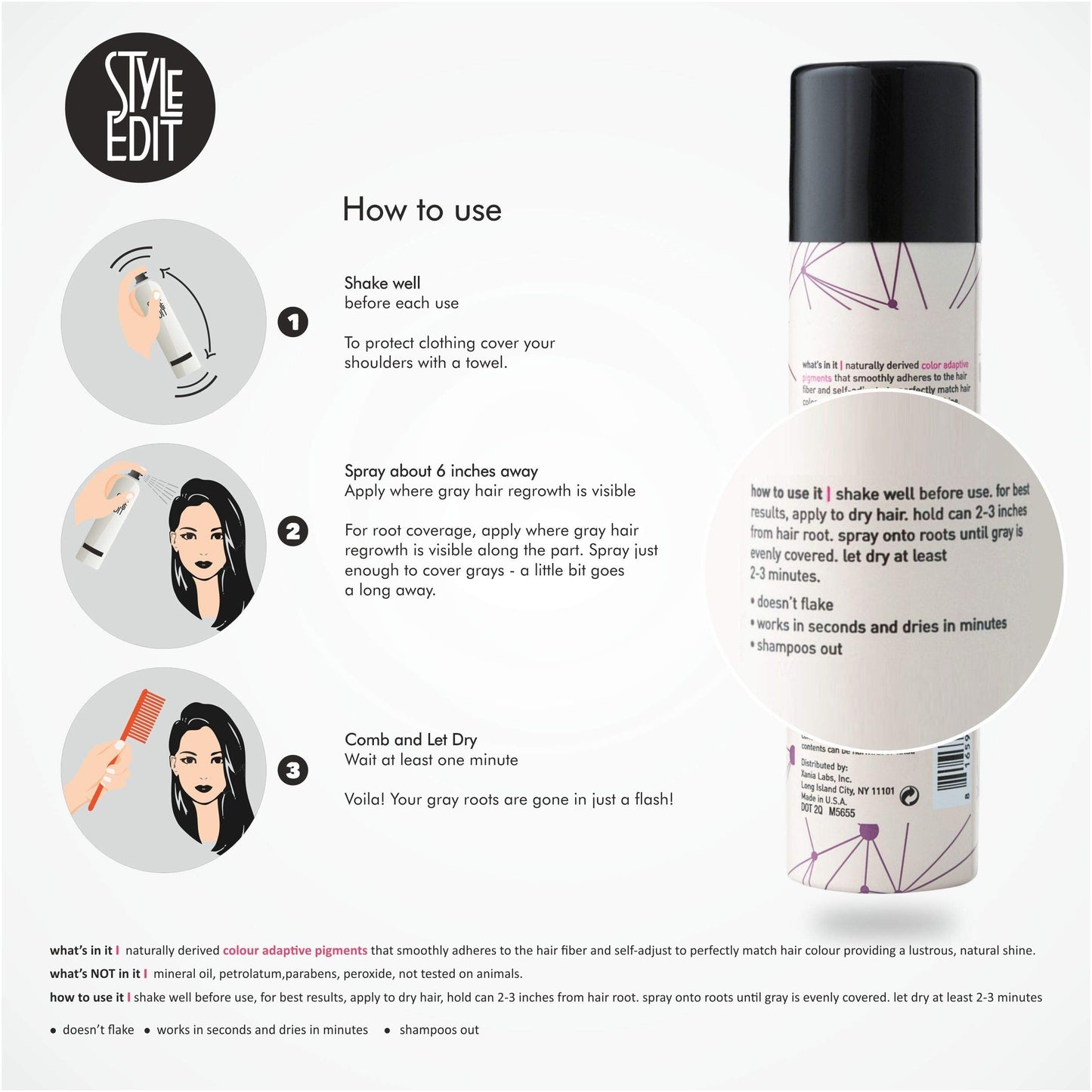 Medium Brown Root Concealer - Touch Up Spray For Medium Brown Hair Color - Temporary Instantly Covers Grey Hair, Pack of 1